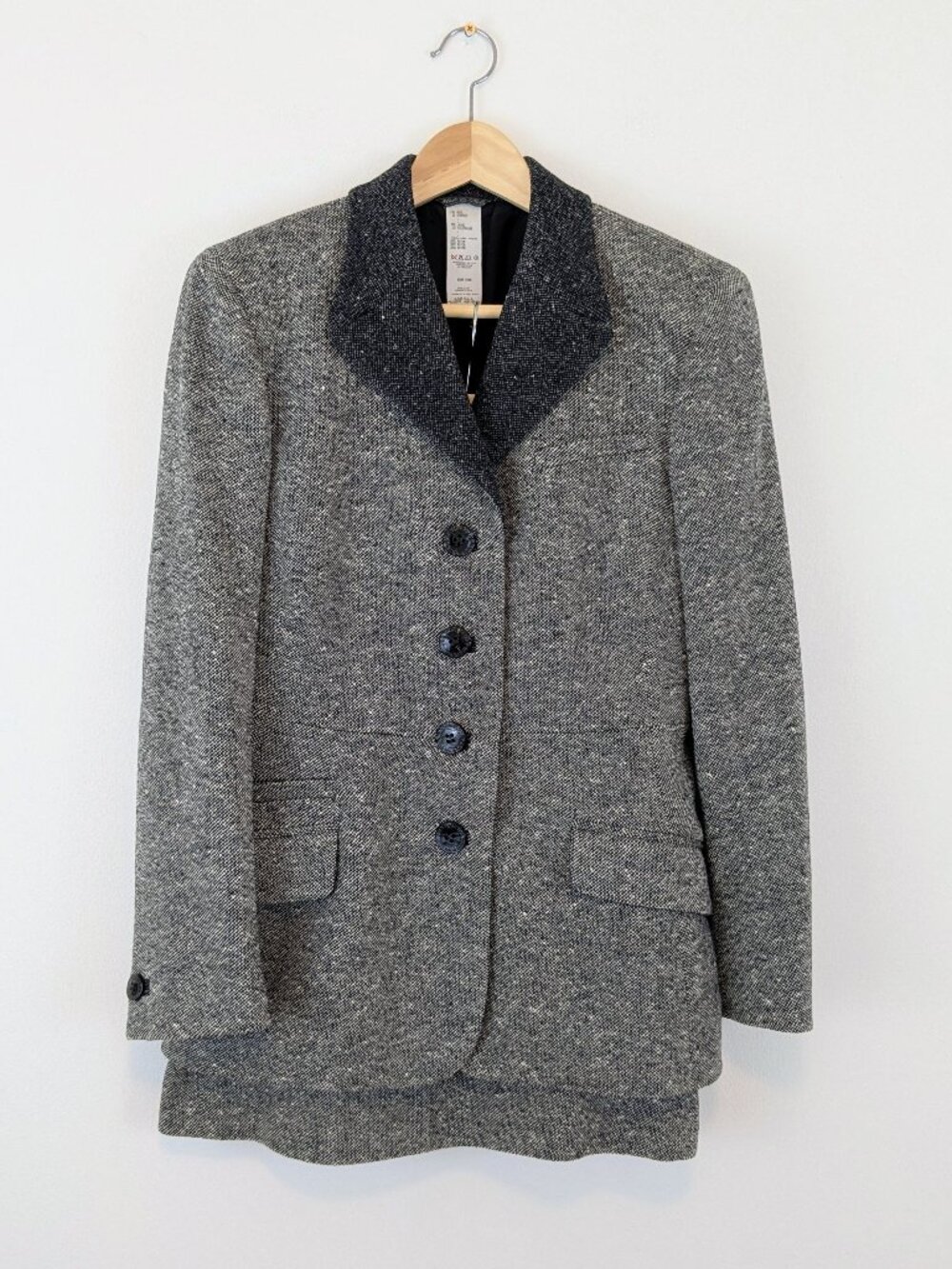 Vintage 90s Gianni Versace Couture Tweed Knit wool skirt suit